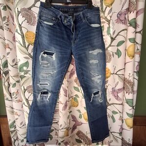 American Eagle Outfitters Men's Ripped Blue Skinny Jeans